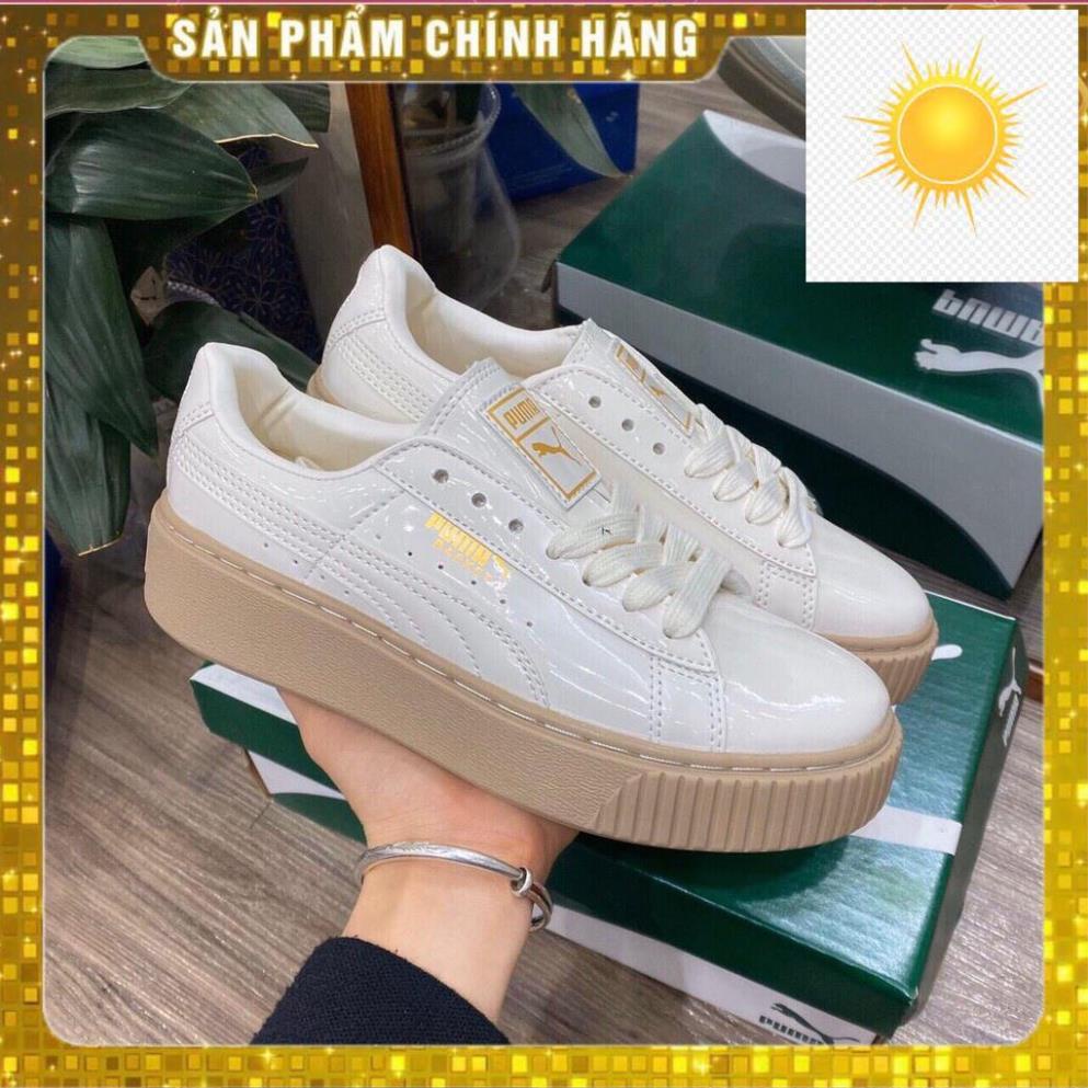 🎃🎃 Giày Thể Thao Nữ - Sneaker Nữ Trắng 𝗣𝘂𝗺𝗮 Đế Nâu Da Bóng 🎃