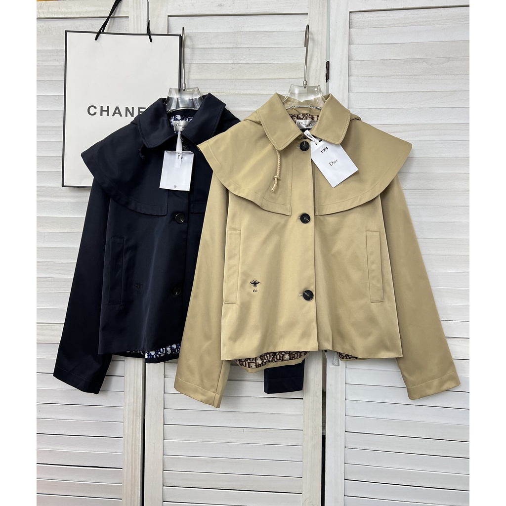 Áo gió nữ dáng ngắn thời trang cao cấp Christian Dior CD họa tiết thêu logo