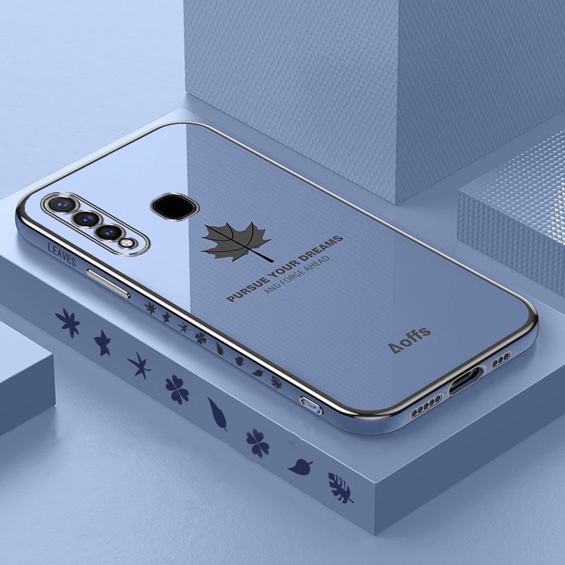 Ốp Điện Thoại Mạ Điện Hình Lá Phong Cho Huawei Y6P Y7A Nova 8i Nova7i Nova7SE Nova 5T 3i Y9S Y7 Pro Y9 Prime 2019