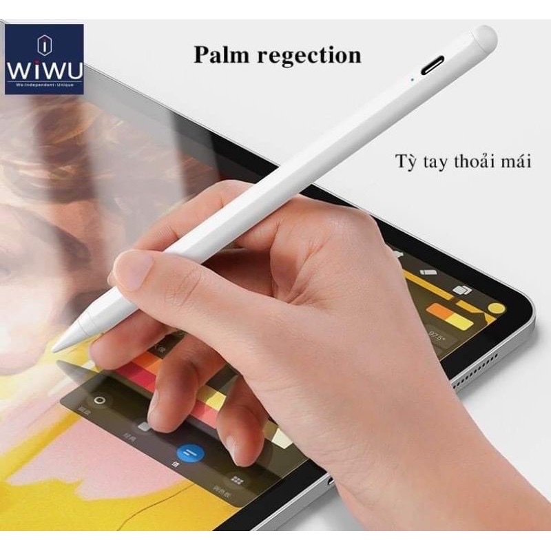 Bút Cảm Ứng Wiwu Pencil Pro Max Cho Máy Tính Bảng Pro 11 inch , Air 4 , Air 5 , M1 , M2 Chống Tỳ Tay - Hàng Chính Hãng