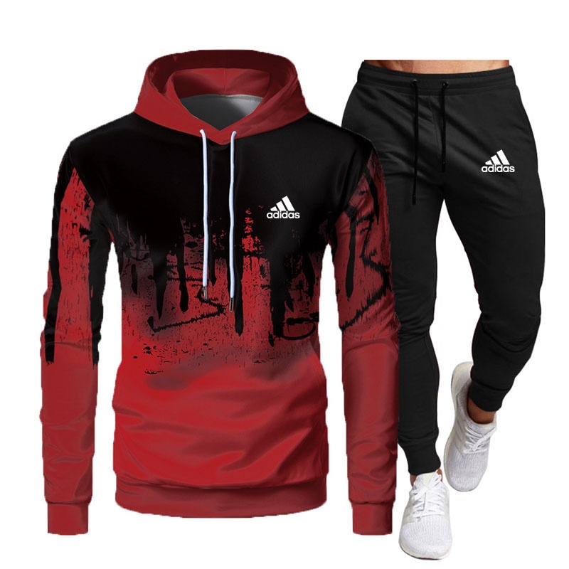 Set áo hoodie và quần dài thể thao Adidas thời trang thu đông cho nam