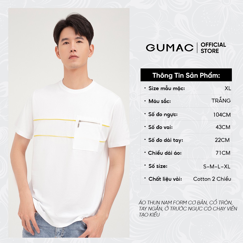 Áo thun nam túi phối khóa GUMAC chất Cotton nhiều màu, đủ size ATNB475 | BigBuy360 - bigbuy360.vn