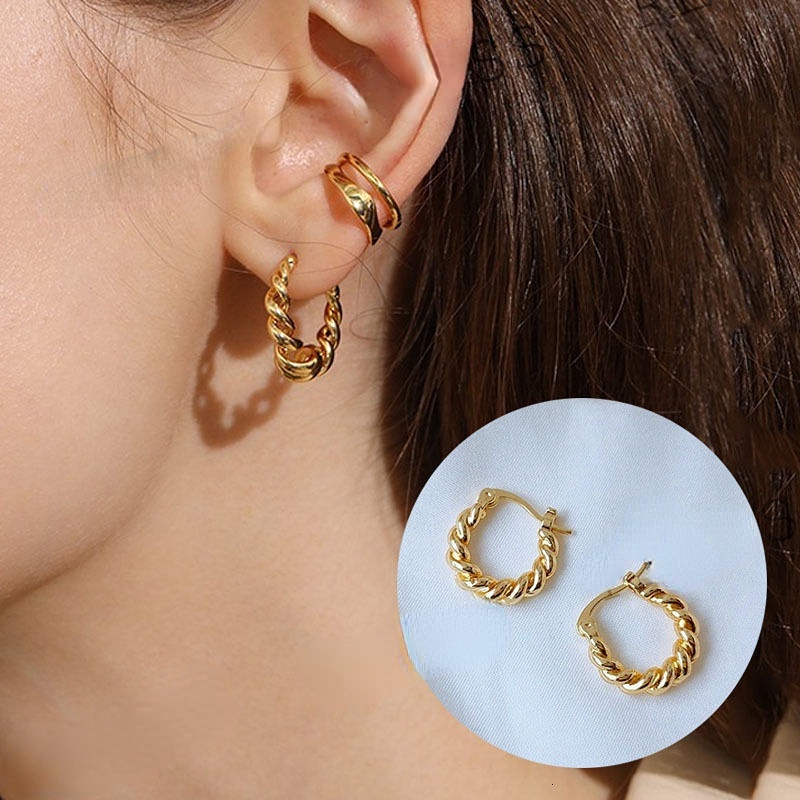 Bông Tai Mạ Vàng 14k Kiểu Dáng Đơn Giản Thời Trang