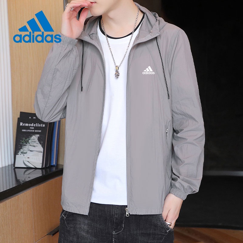Adidas Áo Khoác Chống Nắng/Tia UV Nhanh Khô Thoáng Khí Có Túi Khóa Kéo Thời Trang Mùa Hè Cho Nam Và Nữ