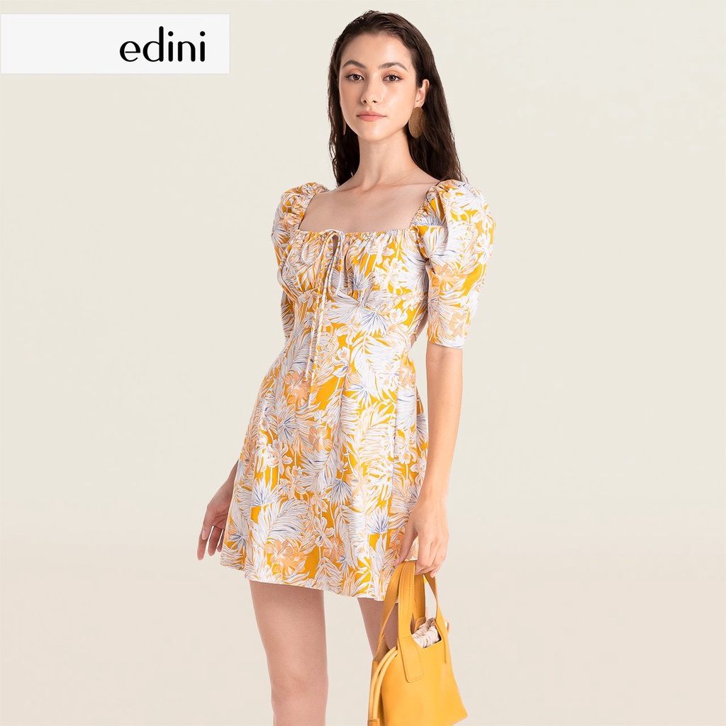 Đầm Hoa Tay Hở Lưng Đan Dây - EDINI - D1509