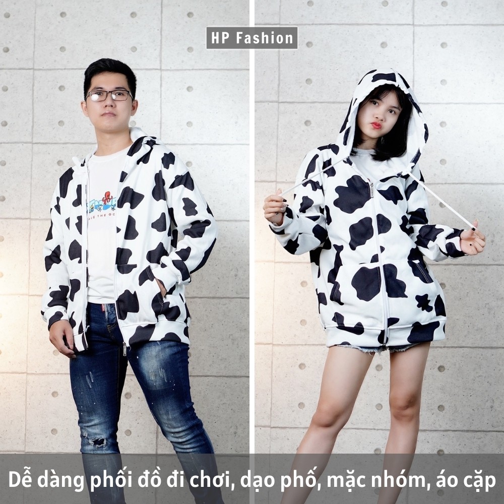 Áo hoodie bò sữa ❤️ Áo khoác nỉ cotton trần bông 2 lớp form siêu rộng Unisex nam nữ KC07