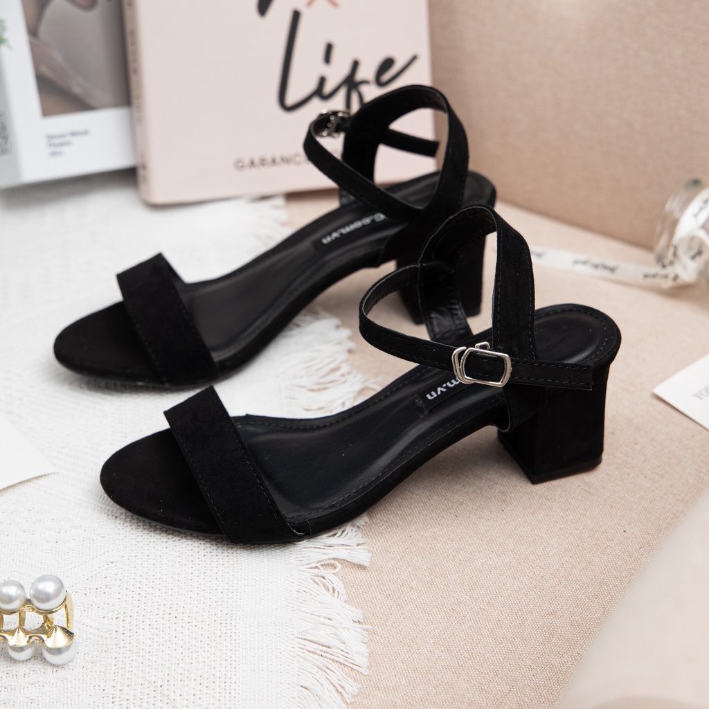 Giày MWC 3965 - Giày Cao Gót 5cm , Giày Sandal Quai Ngang Đế Vuông