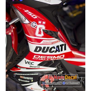 Tem Trùm Exciter 150 Trắng Đỏ Ducati