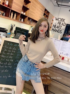 Áo phông giấy lệch vai (2 màu ảnh thật)