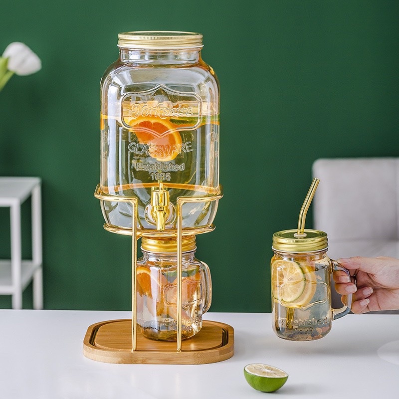 Bộ bình cốc thuỷ tinh chịu nhiệt màu HP🍀Cốc có nắp thuỷ tinh đẹp sang trọng