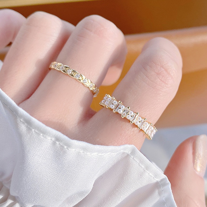 【Hàng Có Sẵn】Túi CZ Đính Đá Zircon Giả Ngọc Trai Giả 14k Có Thể Điều Chỉnh Thiết Kế Hở Lấp Lánh