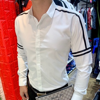 Sơmi phối kẻ trắng Neww 4 mẫu hàng có sẵn !!