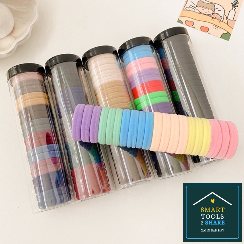 Set 20/ 50 Cột Tóc Chun Thun Co Giãn Hạn Chế Gãy Rụng Tóc/ Đau Da Đầu