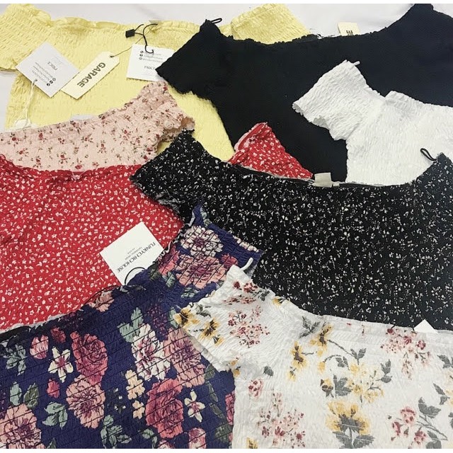 Áo Garage Smoked Off Shoulder Top