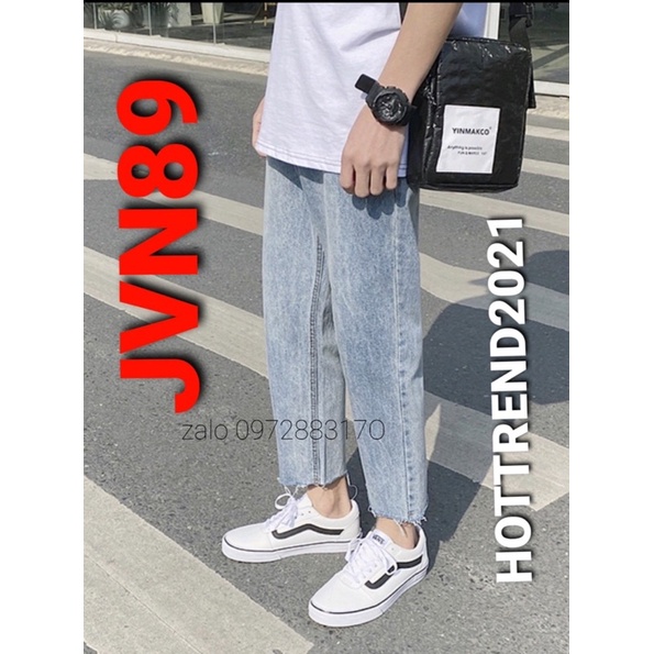 Quần Jean baggy nam cắt gấu màu xanh J12