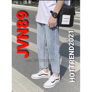 Quần Jean baggy nam cắt gấu màu xanh J12