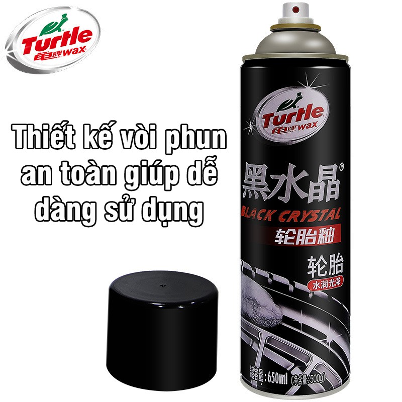 Bình Xịt Bóng Lốp Ô Tô Turtle Làm Mới Lốp Vệ Sinh Lốp Đen Bóng Lốp Ô Tô Xe Máy Hiệu Quả Dung Tích 650ml