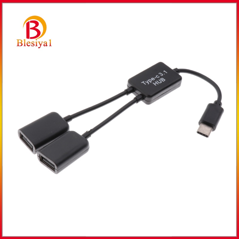 [BLESIYA1] USB3.1 Type C to Dual USB A 2.0 OTG Charge Hub Adapter Connector Cable Black