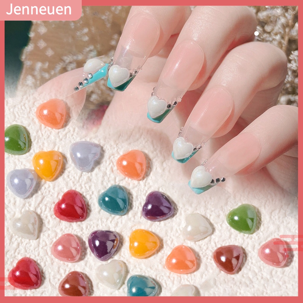 Set 50 Phụ Kiện Trang Trí Móng Tay Trái Tim Gốm Sứ 3D Dành Cho Nữ