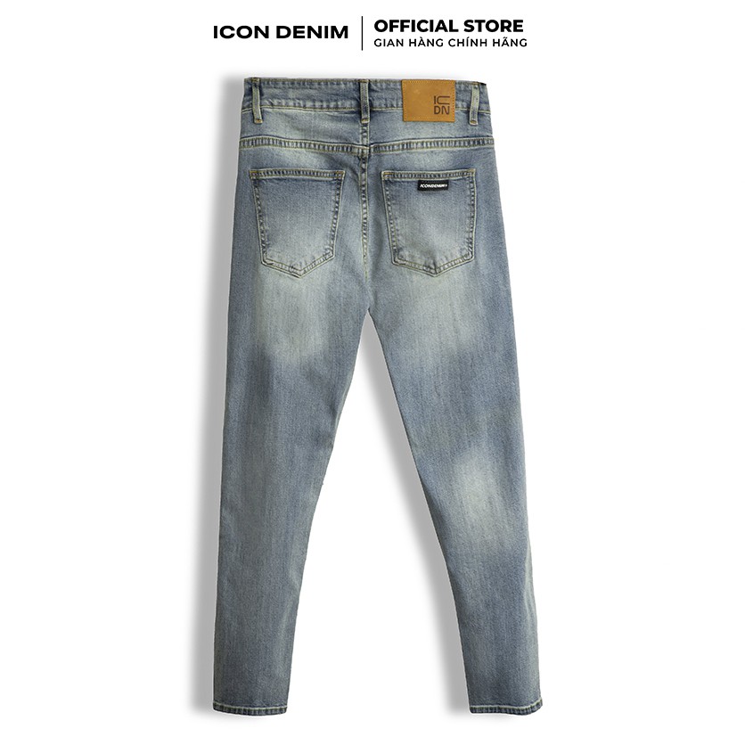 Quần Jean Nam ICON DENIM Dáng Slim-fit Trơn Light Blue Wash