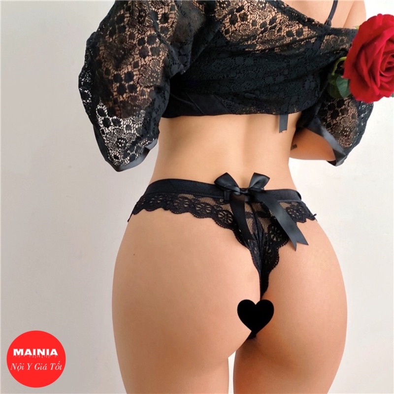 [M, L, XL] Quần Lót Ren Lọt Khe Nữ Đính Nơ Sau Chíp Ren Nữ Sexy Quyến Rũ Cao Cấp Mainia Shop