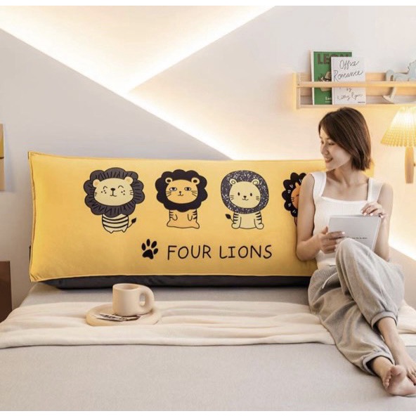 Gối tựa đầu giường gồm vỏ và ruột,in nhiều họa tiết-gồm 2 kích thước 1m5/1m8