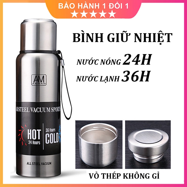 Bình giữ nhiệt inox 304 cao cấp dung tích 500ml, bình giữ nhiệt mini 2in1 hai lớp vỏ bên ngoài giữ nóng, lạnh