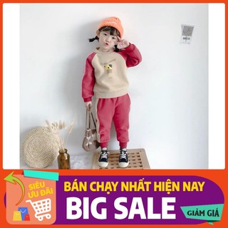 Bộ nỉ bom hai màu ghi đỏ cho bé