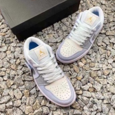 Giày Sneaker Jordan 1 Paris Xám Xanh Cổ Thấp, GIày Thế Thao Da Nhăn Form Chuẩn Fullbox