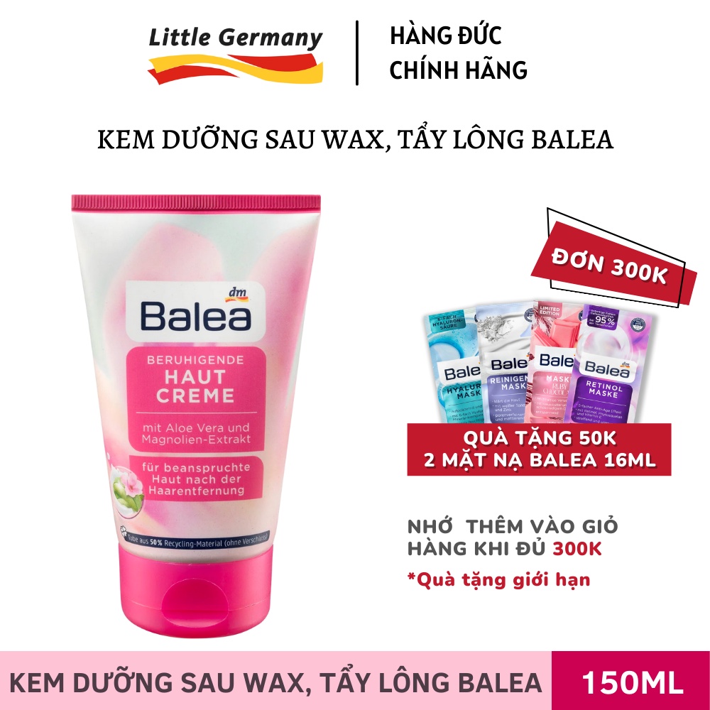 Kem dưỡng sau wax, sau tẩy lông Balea Đức 125ml - Làm dịu da, Se khít lỗ chân lông, Chống viêm lỗ chân lông