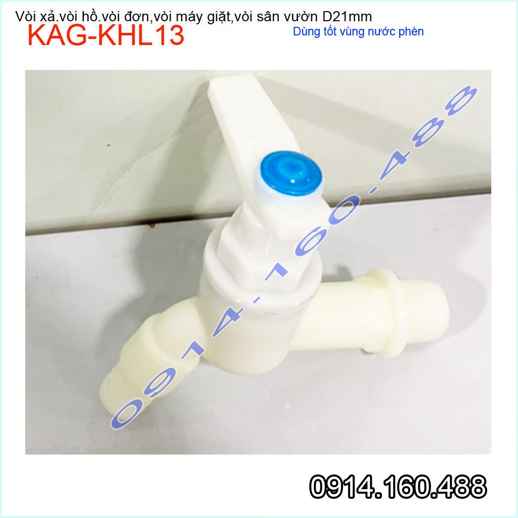 Vòi lạnh gắn tường KAG-KHL13, vòi hồ nhựa D21, vòi xả sàn nhựa 100% dùng vùng nước phèn không gỉ séc nước mạnh sử dụng t