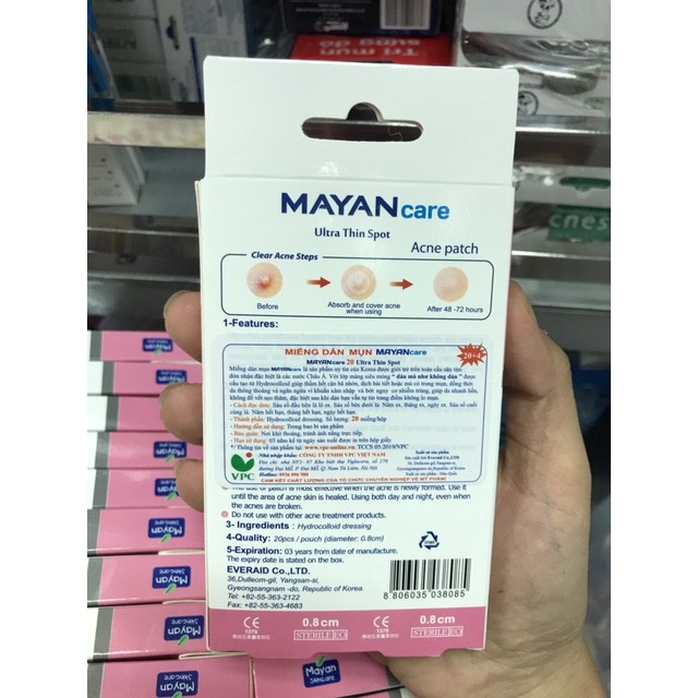 iếng dán mụn Mayan care Ultra Thin Spot hồng ( Hộp 20+ 4 miếng) Hàn Quốc