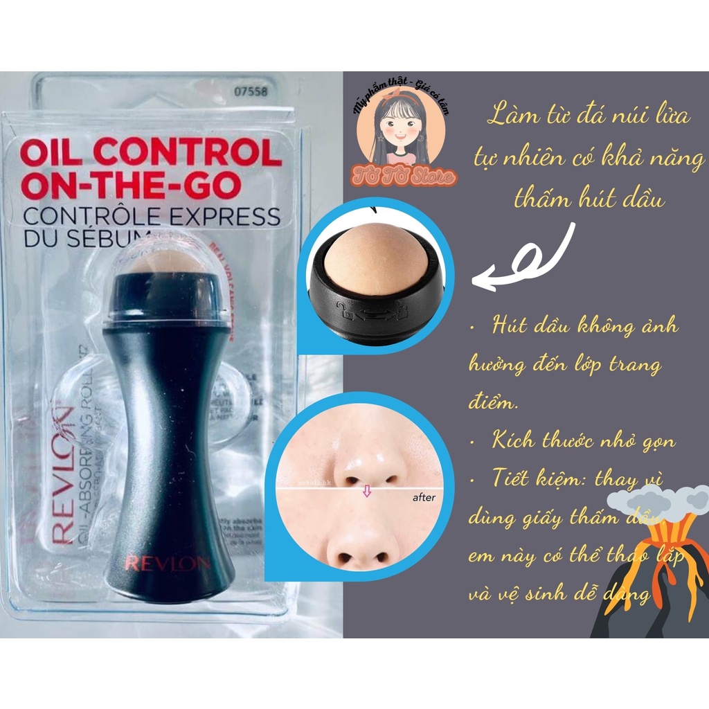 Thanh lăn hút dầu làm từ đá núi lửa thấm hút dầu thừa trên da mặt Revlon Oil - TỜ TỜ STORE
