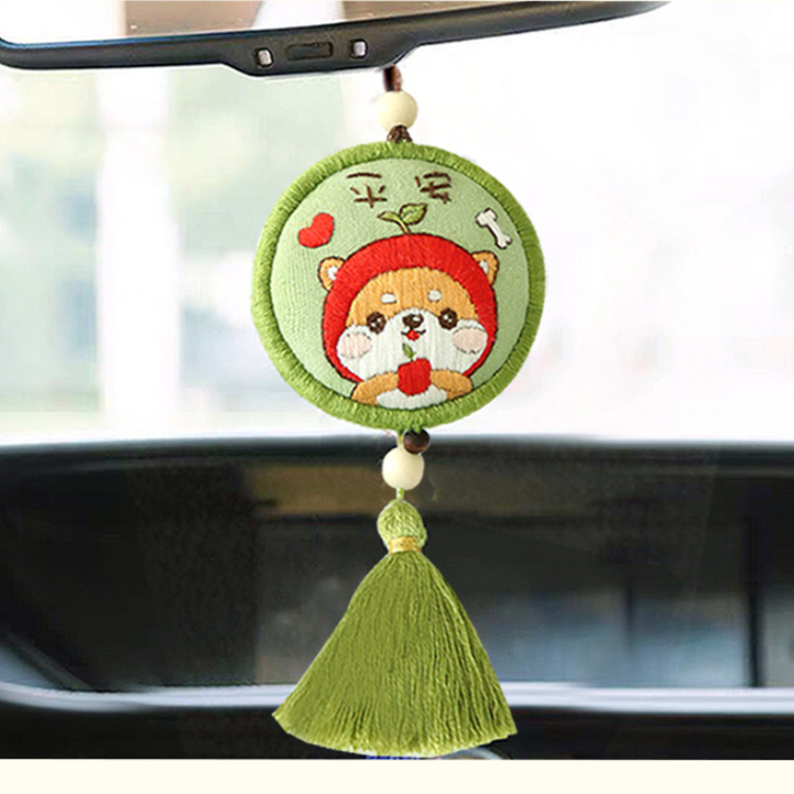 Thêu Handmade/Phụ Kiện/Bộ túi thêu trang trí cầu may làm quà tặng phối mặt trang sức hình tròn in phong cảnh DIY