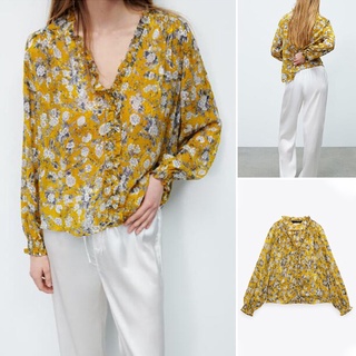 Áo sơ mi dáng rộng hoa mới zara spring 8351238áo