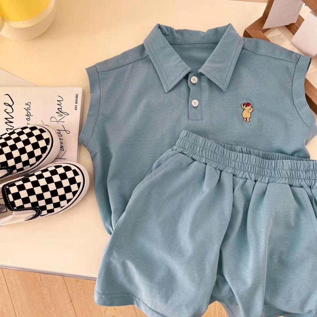 [Babycat] Hàng Có Sẵn Bán Chạy Bộ Đồ Thể Thao Tay Ngắn Phong Cách Hàn Quốc Nhật Bản Thời Trang Mùa Hè Dành Cho Bé Trai