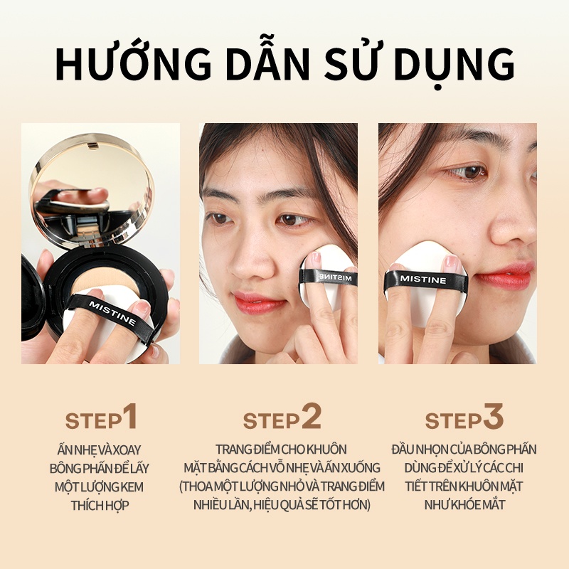 MISTINE Kem nền BB CC LF100 LF110 Air Cushion kiểm soát dầu mềm mại không thấm nước lâu trôi