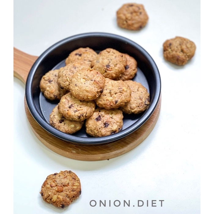 Bánh COOKIES Yến Mạch Onion.Diet Không Đường Hỗ Trợ Giảm Cân - Phù Hợp Cho Người Tiểu Đường 250G