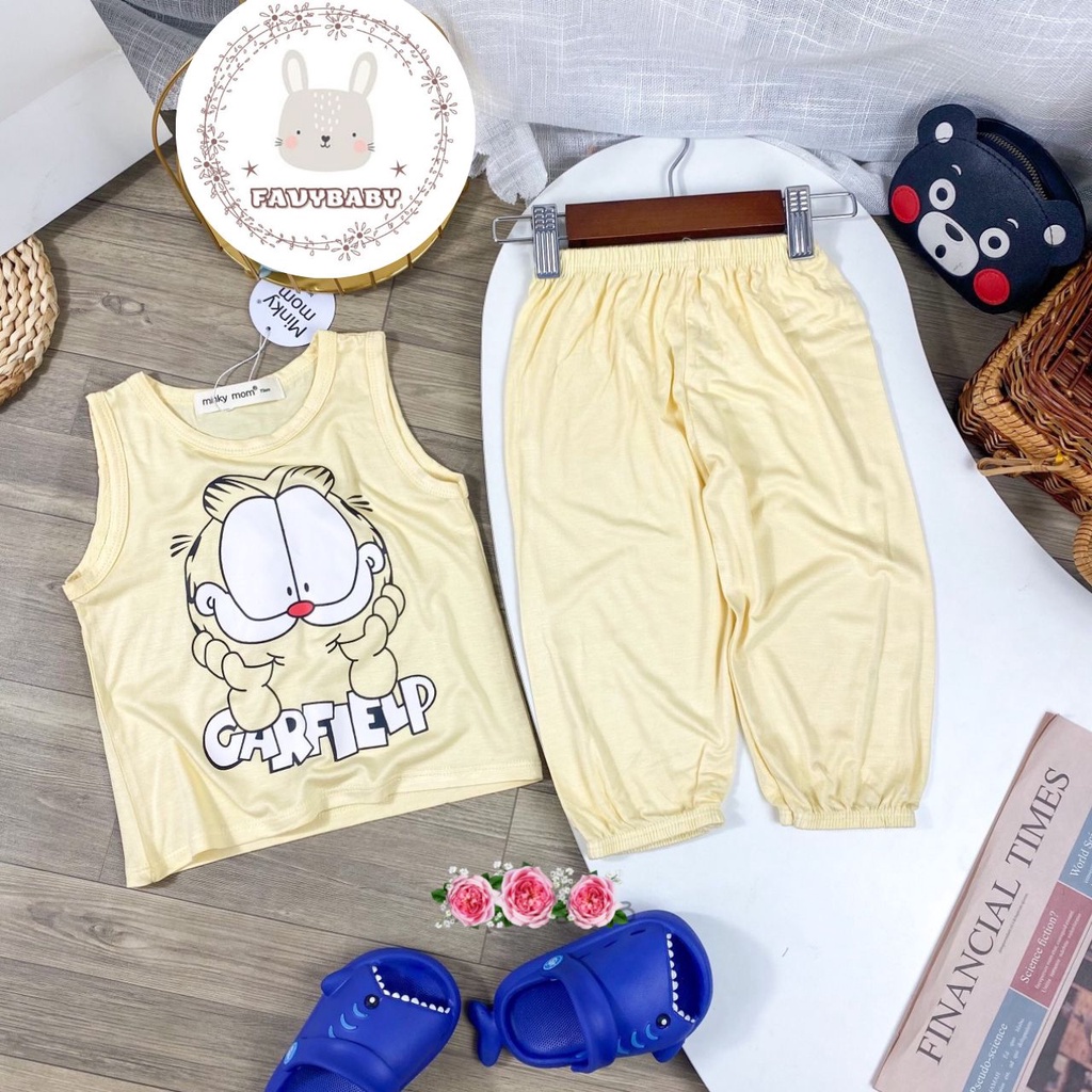 Đồ Bộ MINKY MOM Chính Hãng Bé Trai Bé Gái Quần Alibaba Áo 3 Lỗ Thun Lạnh Hình Động Vật Trẻ Em 0 1 2 3 4 5 Tuổi -Favybaby