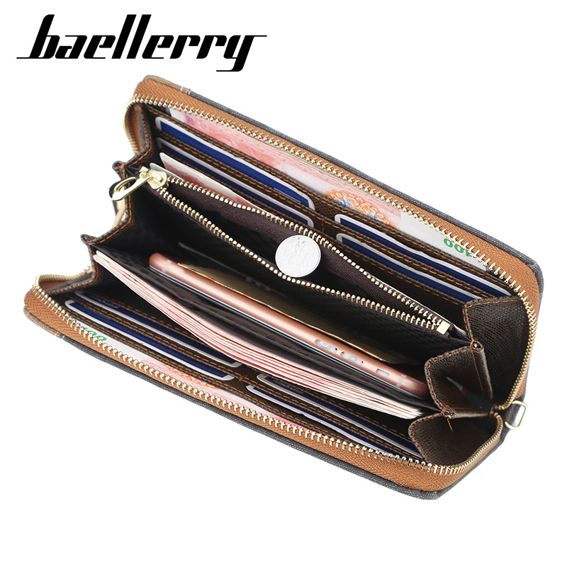 「COD」Baellerry Retro Canvas Clutch Korean Men's Wallet Long Zipper Clutch Mobile Phone Bag