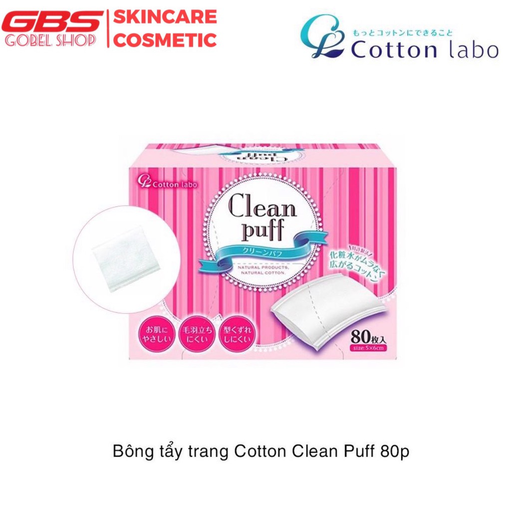 ( số 1 Cosme ) Bông tẩy trang Cotton Clean Puff Nhật Bản 80 tờ