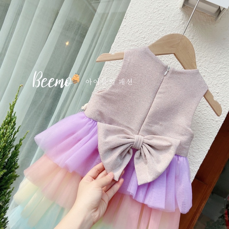 Váy kim tuyến phối ren kèm bờm 80-130