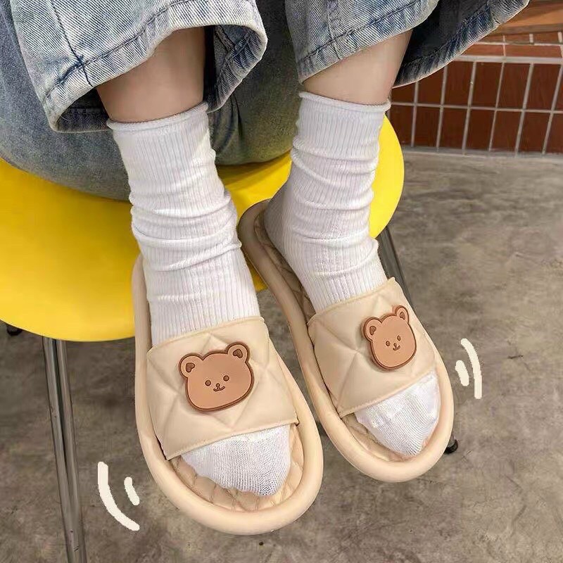 Dép Lê Gấu 2 Màu Đen & Be Dáng Unisex Thời Trang, dép Bánh mì nữ, DÉP đi trong nhà siêu HoT - Linh Tinh Shop 💖💖💖