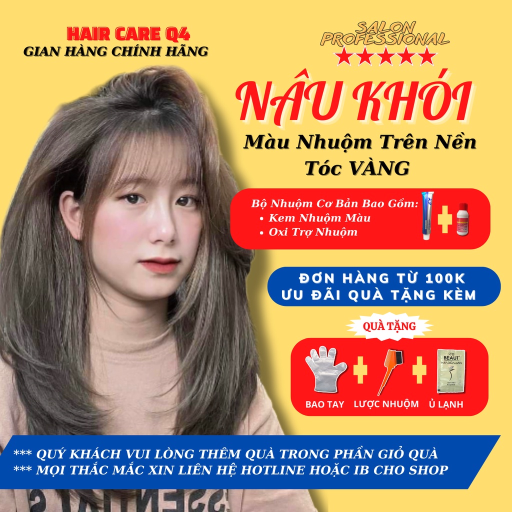 Thuốc Nhuộm Dưỡng Tóc Màu Nâu Khói Trầm, Nâu  Trà Sữa Ánh Khói, Nâu Tây Ánh Khói  - Hair Care Q4