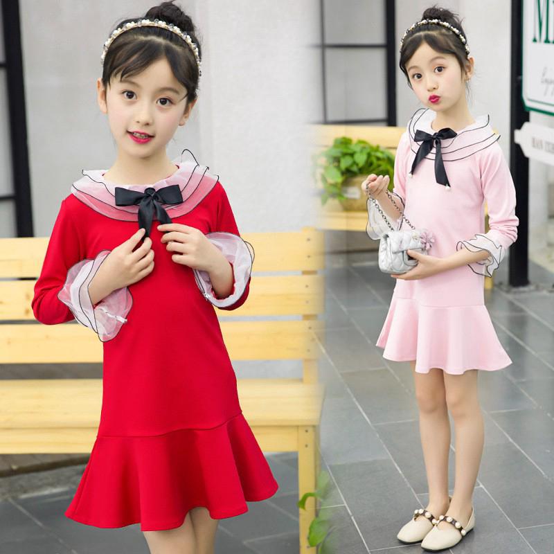 Đầm đuôi cá dài tay kiểu dáng xinh xắn dành cho bé gái