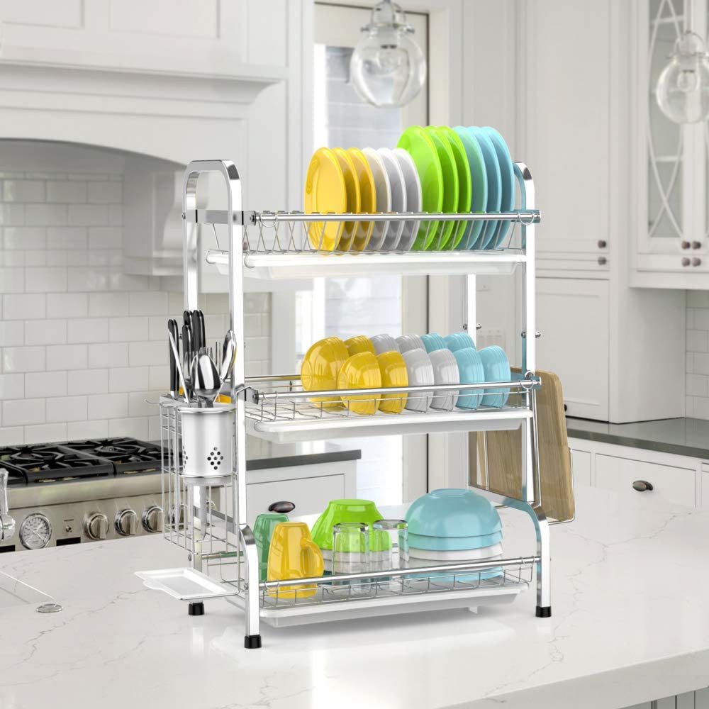 Kệ Để Chén Đĩa Inox 304 VANDO Giá Bát Nhỏ Có Khay Hứng Nước