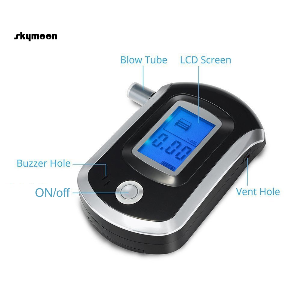 Máy Đo Nồng Độ Cồn Điện Tử AT6000 Màn Hình LCD Kèm 5 Đầu Thổi