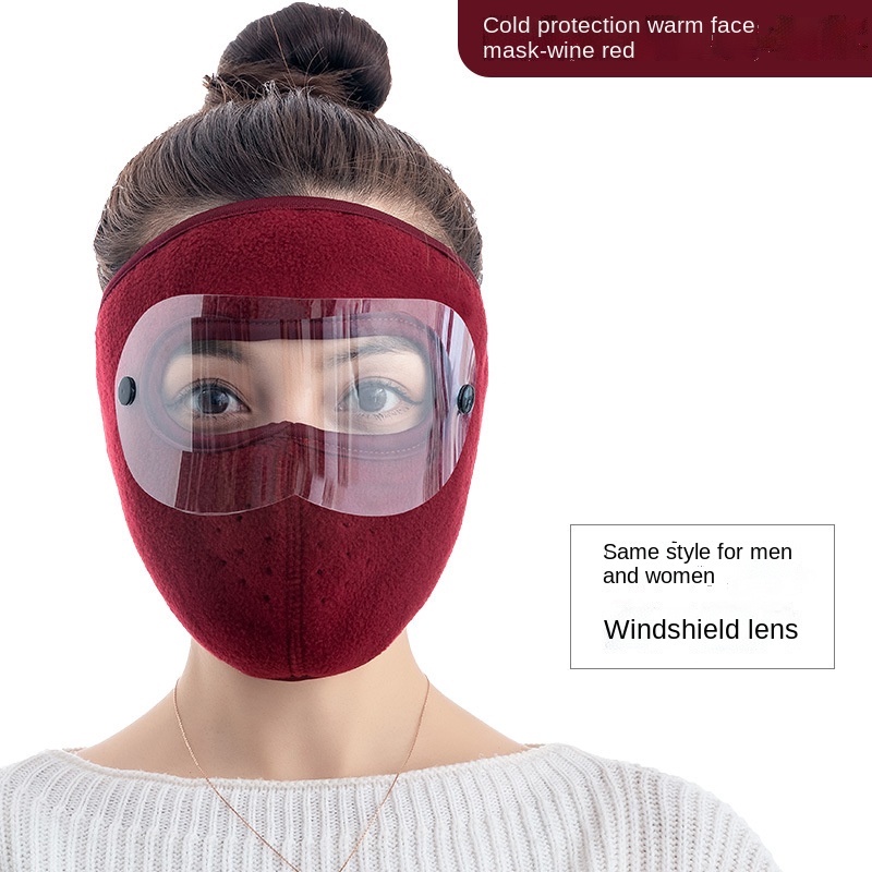 Mặt Nạ Trùm Đầu Chống Bụi Bằng Vải Lông Cừu Thoáng Khí Kèm Kính Bảo Hộ HD