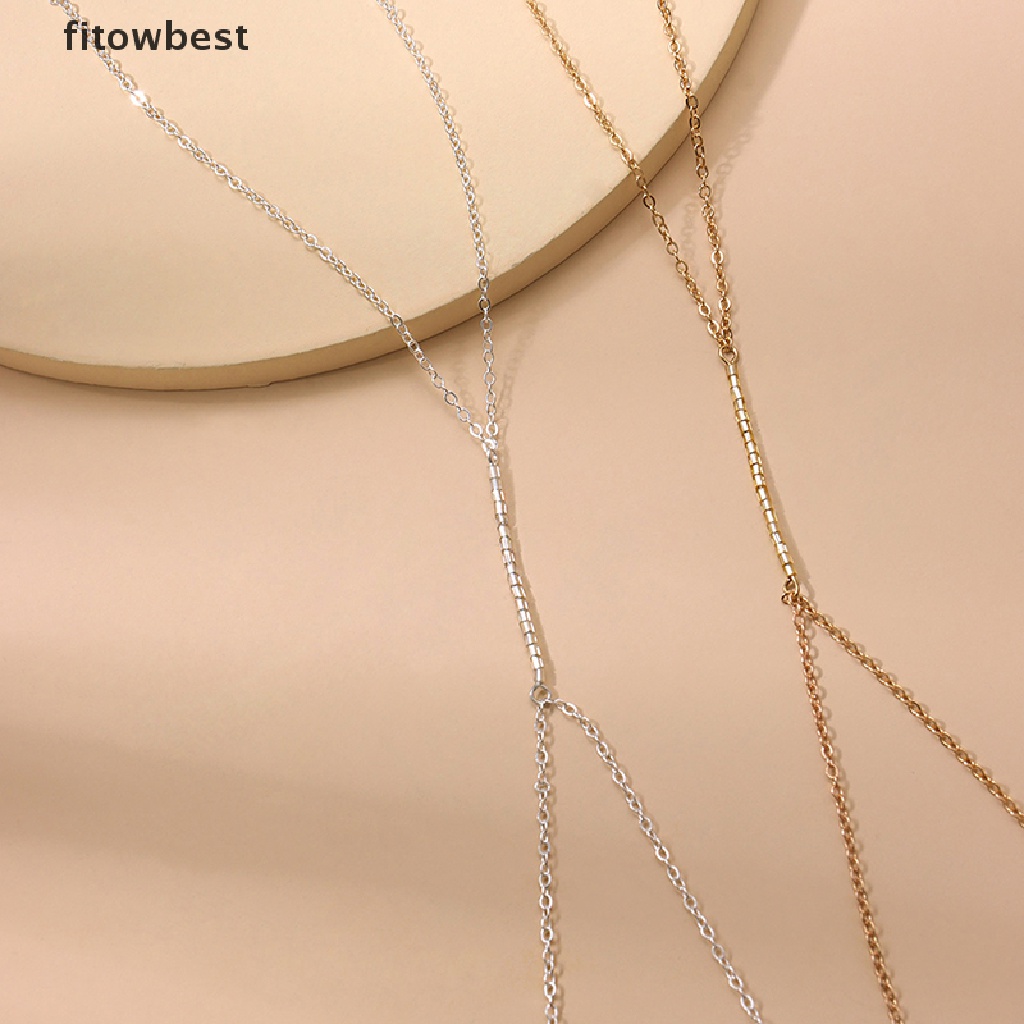 Ftvn Metal Ladies Body Chain Sexy Cutout Style Bikini Chest Chain Decorative Jewelry QDD