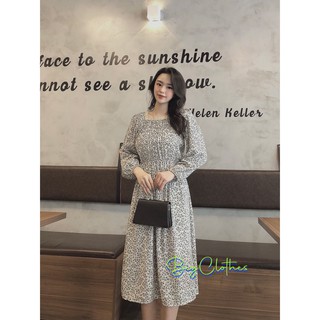 Váy đầm Bigsize BigClothes họa tiết hoa nhí trắng cổ vuông BC010